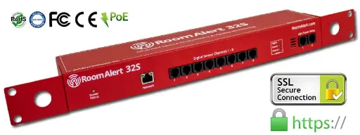 [RA32S-DAP-RAS] Room Alert 32S (PoE, HTTPS, TLS, SNMP3, 1U Rack, Wall, Standard)